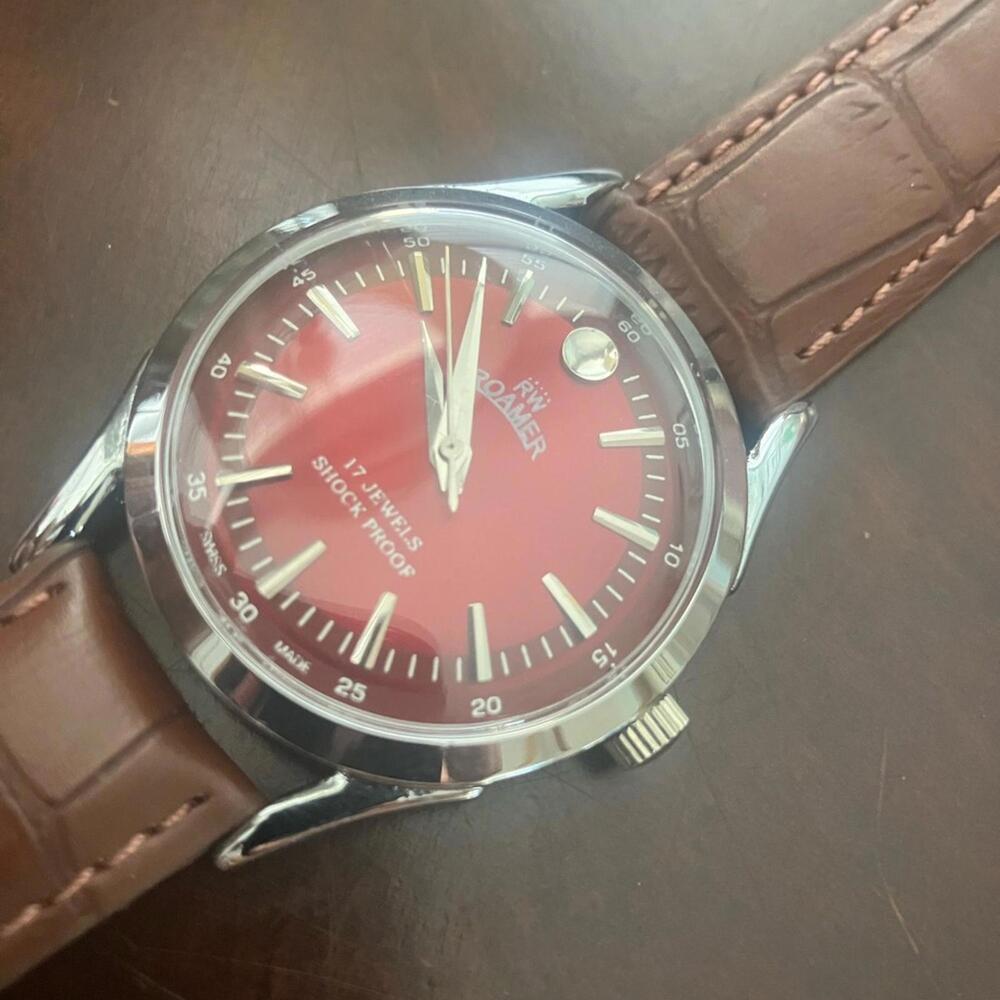 RARE Roamer AM014 Mechanical‎ Leather Men's 1970s Watch